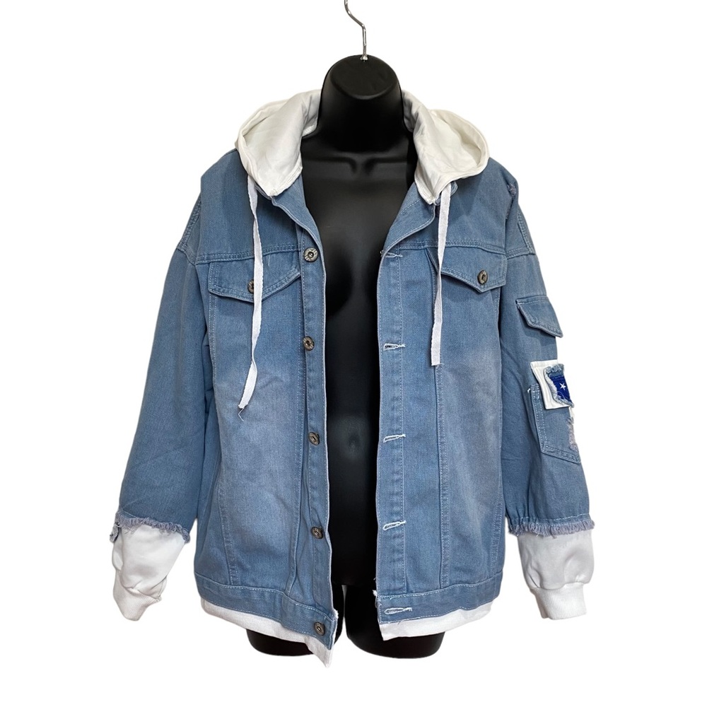 Source Unknown Blue Jean Jacket with Black Spider… - image 4